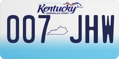 KY license plate 007JHW