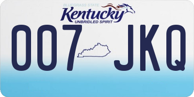 KY license plate 007JKQ