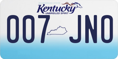 KY license plate 007JNO