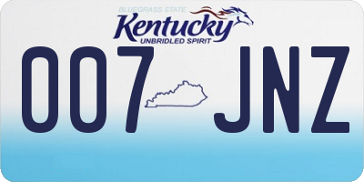 KY license plate 007JNZ