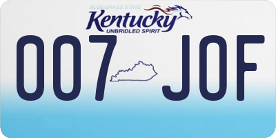 KY license plate 007JOF