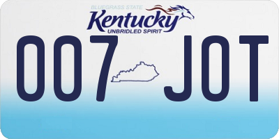 KY license plate 007JOT