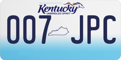 KY license plate 007JPC