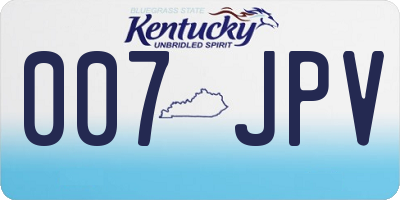KY license plate 007JPV