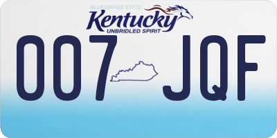 KY license plate 007JQF