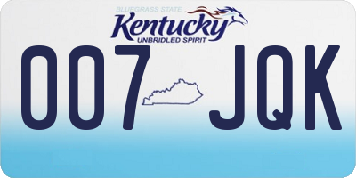 KY license plate 007JQK