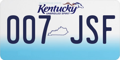 KY license plate 007JSF