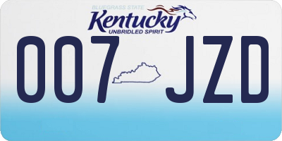 KY license plate 007JZD