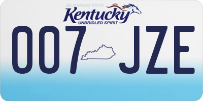 KY license plate 007JZE