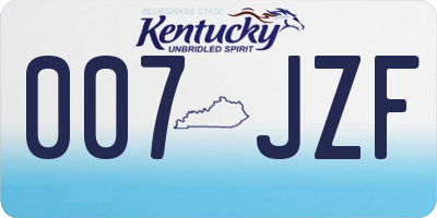 KY license plate 007JZF