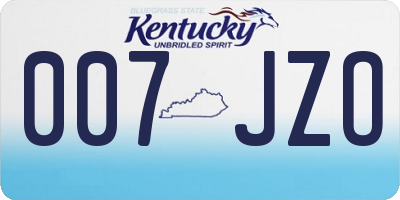 KY license plate 007JZO