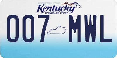 KY license plate 007MWL