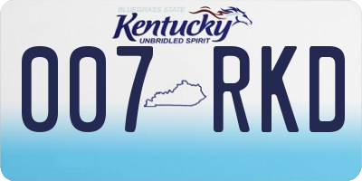 KY license plate 007RKD