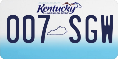KY license plate 007SGW