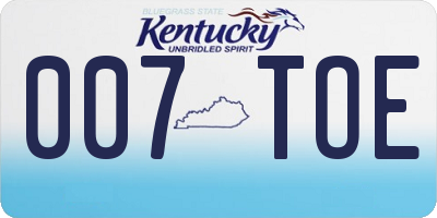 KY license plate 007TOE