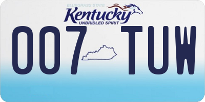 KY license plate 007TUW