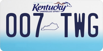 KY license plate 007TWG