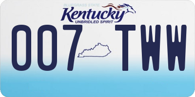 KY license plate 007TWW