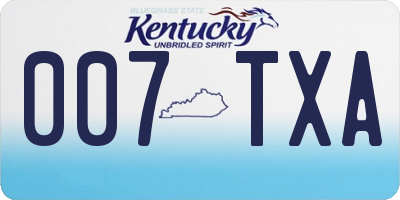 KY license plate 007TXA