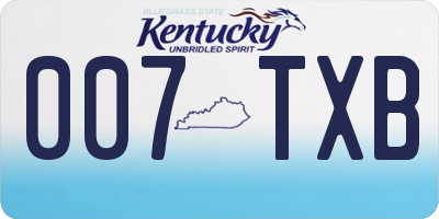 KY license plate 007TXB