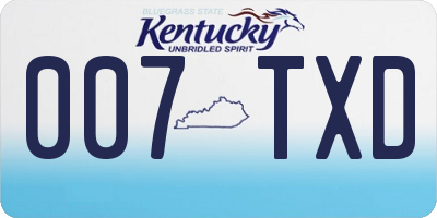KY license plate 007TXD