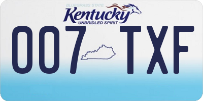 KY license plate 007TXF