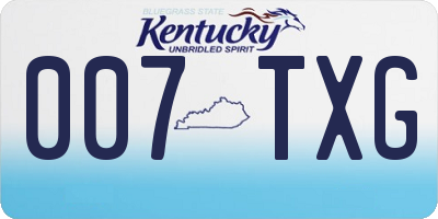 KY license plate 007TXG
