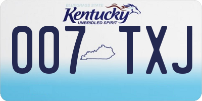 KY license plate 007TXJ