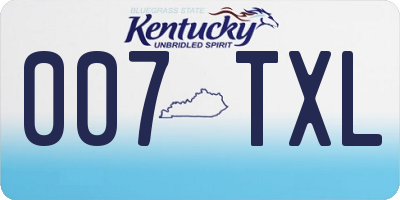 KY license plate 007TXL