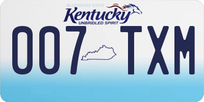 KY license plate 007TXM
