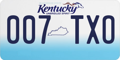 KY license plate 007TXO
