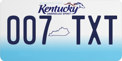 KY license plate 007TXT