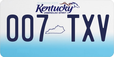 KY license plate 007TXV