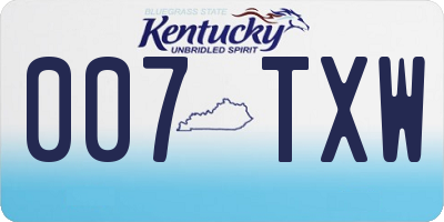 KY license plate 007TXW