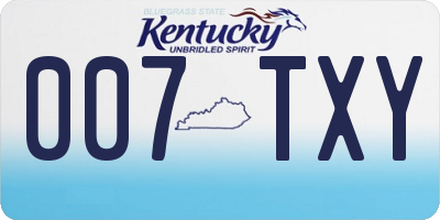 KY license plate 007TXY