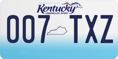 KY license plate 007TXZ