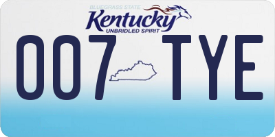 KY license plate 007TYE