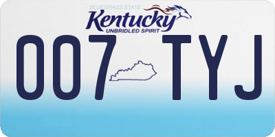 KY license plate 007TYJ