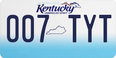 KY license plate 007TYT
