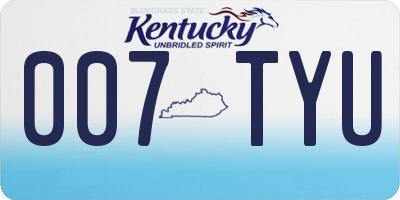 KY license plate 007TYU