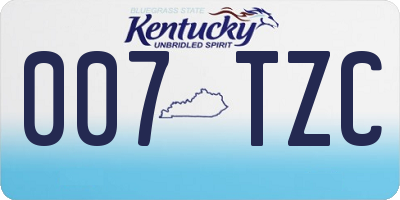 KY license plate 007TZC