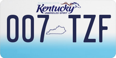 KY license plate 007TZF