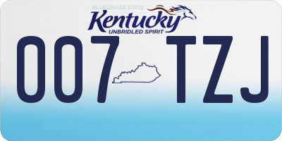 KY license plate 007TZJ