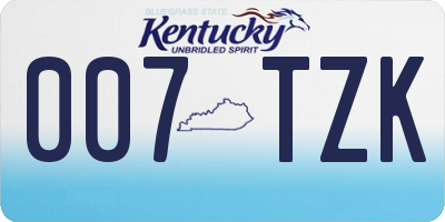 KY license plate 007TZK