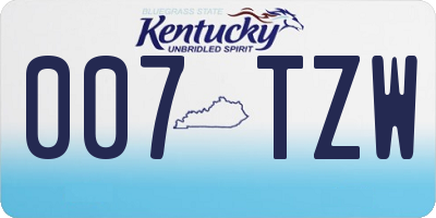 KY license plate 007TZW