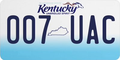 KY license plate 007UAC