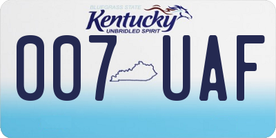 KY license plate 007UAF