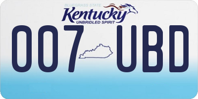 KY license plate 007UBD