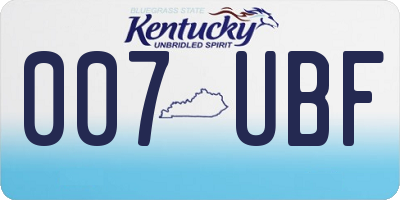 KY license plate 007UBF