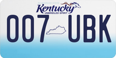 KY license plate 007UBK